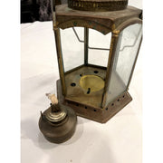 Hexagon Shaped Vintage Brass Lantern 12 1/2" Tall Plus Handle 15"