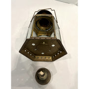 Hexagon Shaped Vintage Brass Lantern 12 1/2" Tall Plus Handle 15"