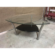 Tri Oval glass coffee table